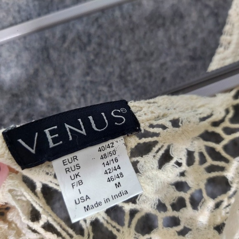 Venus Dress M Floral Crochet Kimono Sleeve Cream Festival Boho Romantic Coastal - Picture 6 of 10